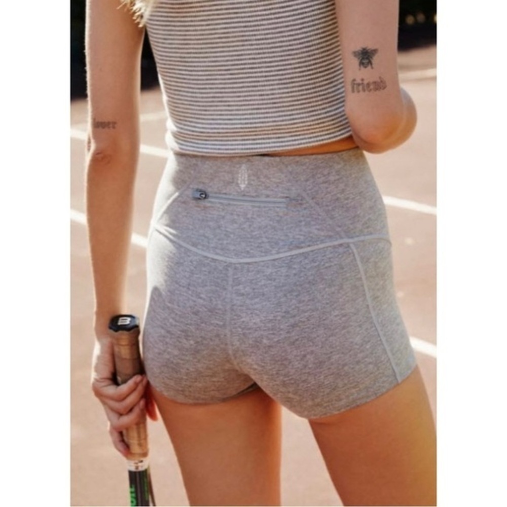 Free People Movement You’re A Peach High Waist Shorty Shorts Grey Small New
